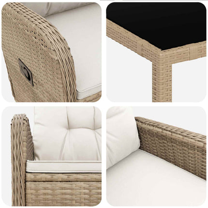 Udendørs spise sæt 5 stk. Beige og cremehvid polyrattan