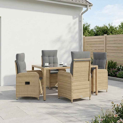 Udendørs spise sæt 5 stk. Beige og lys grå polyrattan