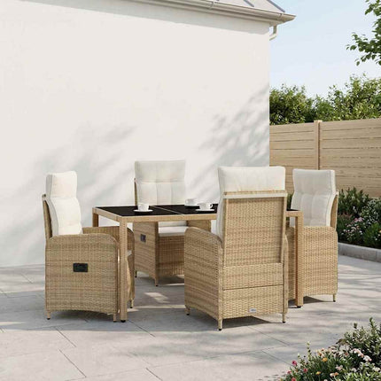Udendørs spise sæt 5 stk. Beige og cremehvid polyrattan