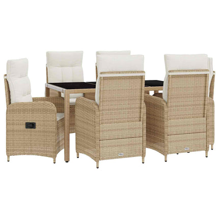 Udendørs spise sæt 7 stk. Beige og cremehvid polyrattan