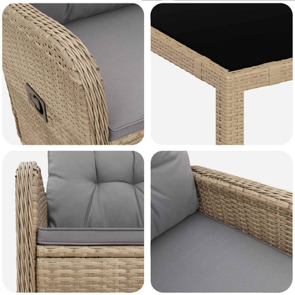 Udendørs spise sæt 9 stk. Beige og lys grå polyrattan