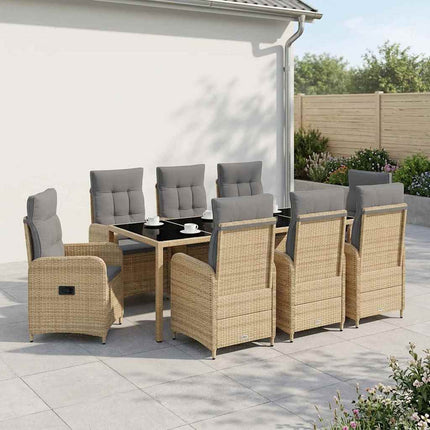 Udendørs spise sæt 9 stk. Beige og lys grå polyrattan