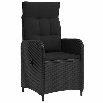 Udendørs spise sæt 7 stk. Sort polyrattan