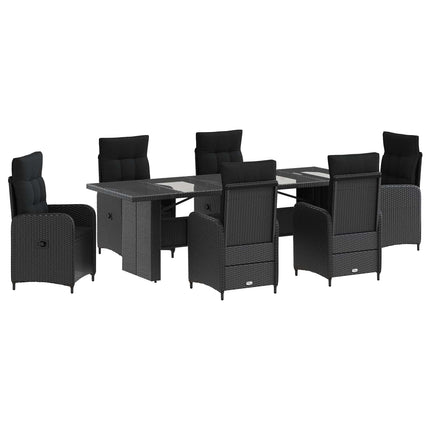 Udendørs spise sæt 7 stk. Sort polyrattan