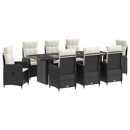 Udendørs spise sæt 9 stk. Sort og Cremehvid polyrattan