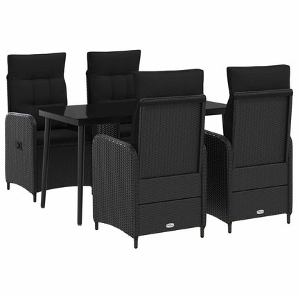 Sofa Bord Sæt 5 stk. Sort PE rattan og pulverlakeret stål