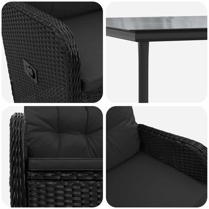 Sofa Bord Sæt 7 stk. PE rattan og pulverlakeret stål