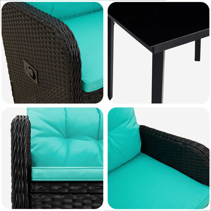 Sofa Bord Sæt 7 stk. PE rattan og pulverlakeret stål