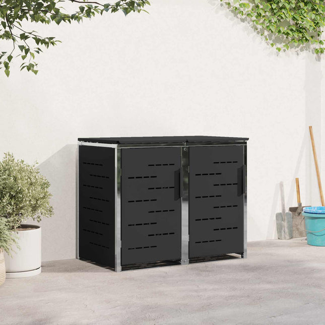 Skraldespand opbevaring for 2 Bins 240L Rustfrit stål Sort