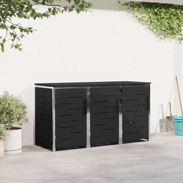 Skraldespand opbevaring for 3 Bins 240L Rustfrit stål Sort