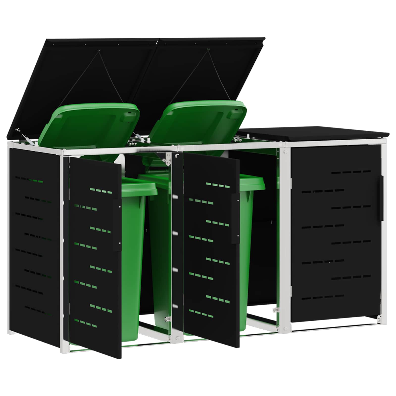 Skraldespand opbevaring Sort 207 x 77,5 x 112,5 cm
