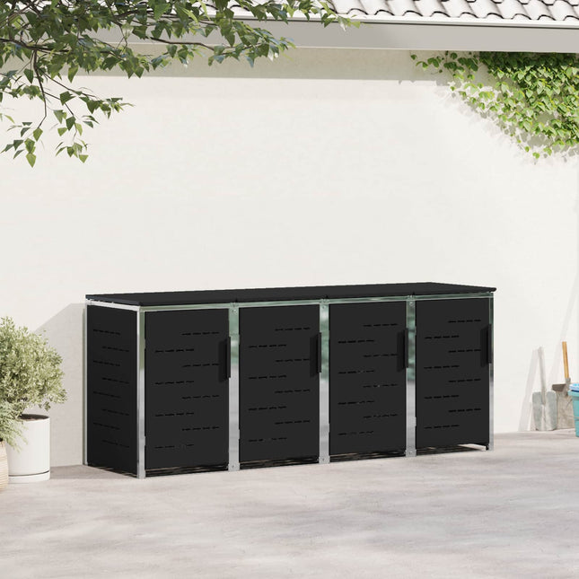 Skraldespand opbevaring for 4 Bins 240L Rustfrit stål Sort