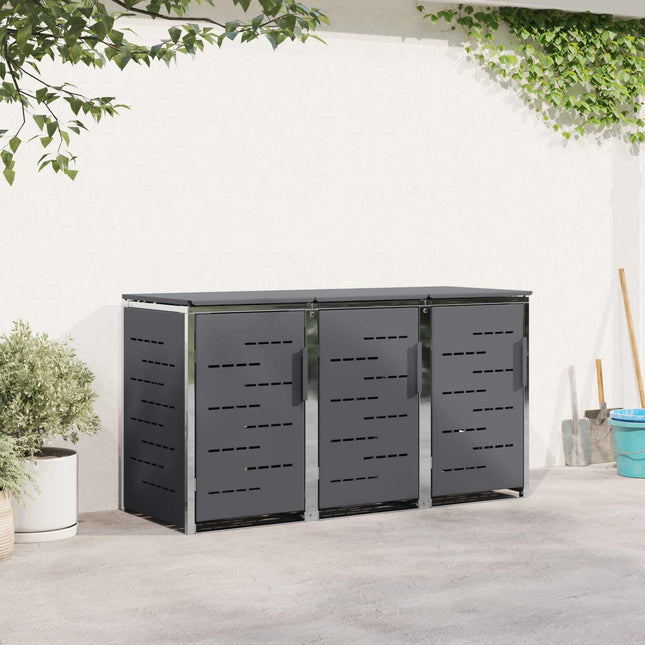 Skraldespand opbevaring for 3 Bins 240L Rustfrit stål Antracit