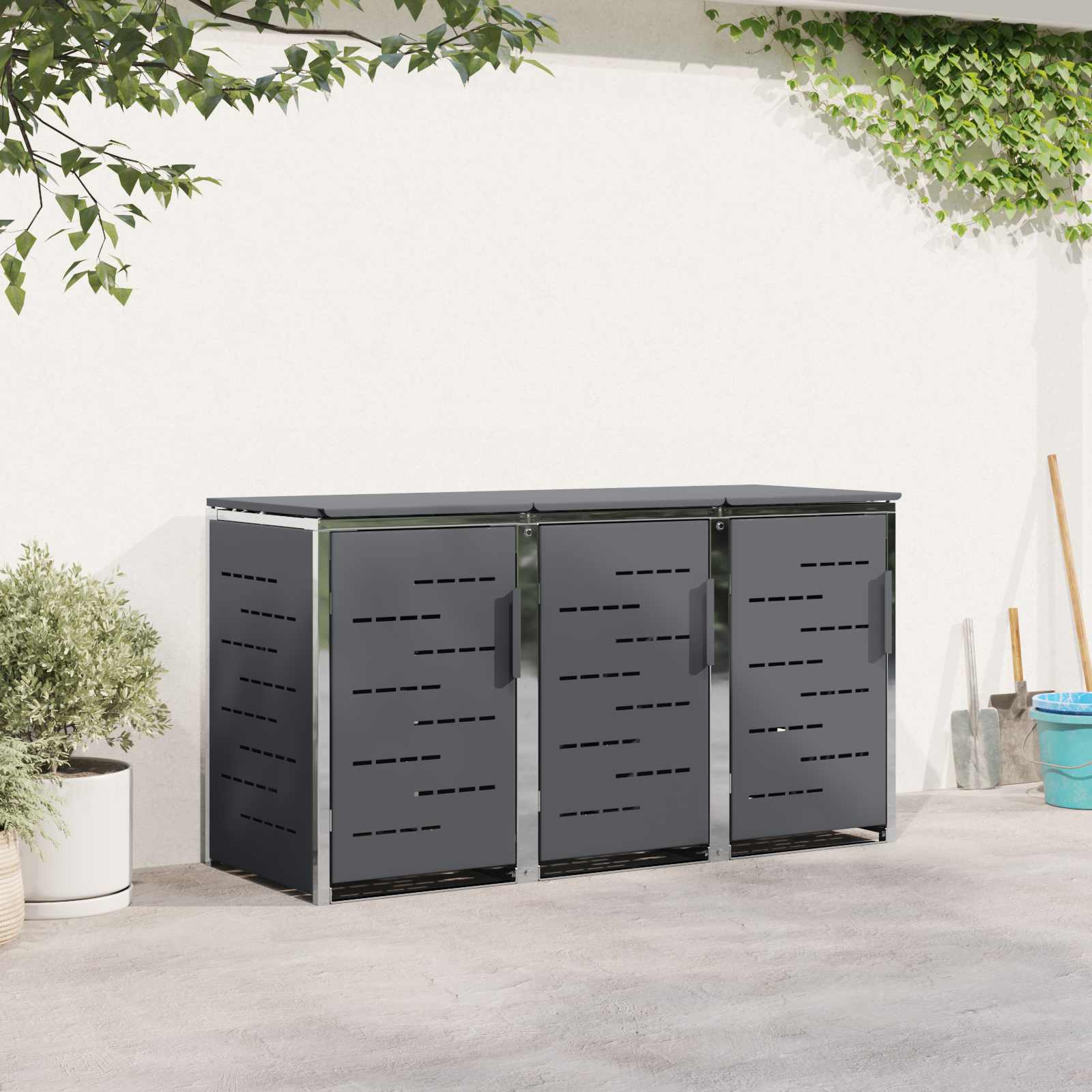 Skraldespand opbevaring Antracit 207 x 77,5 x 112,5 cm