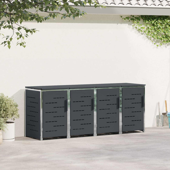 Skraldespand opbevaring for 4 Bins 240L Rustfrit stål Antracit