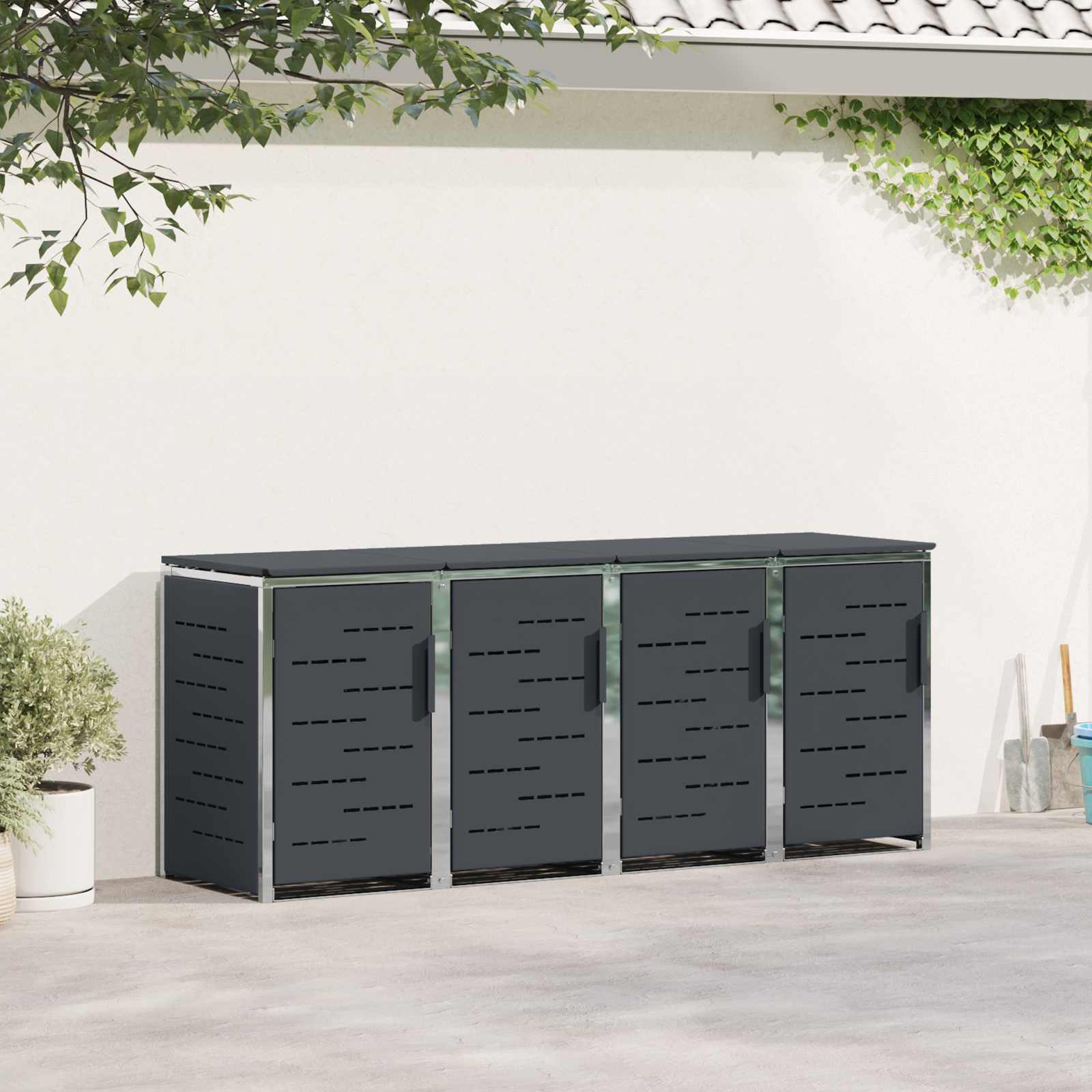 Skraldespand opbevaring Antracit 276 x 77,5 x 112,5 cm