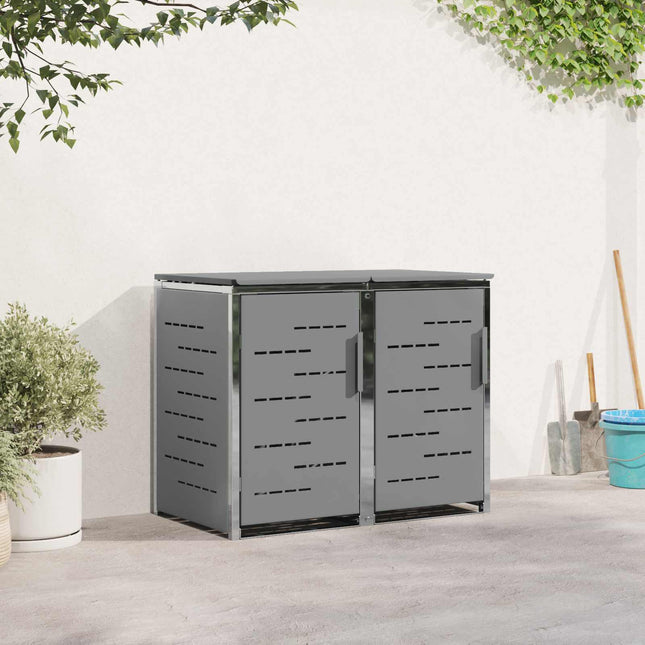 Skraldespand opbevaring for 2 Bins 240L Rustfrit stål Grå