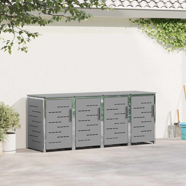 Skraldespand opbevaring for 4 Bins 240L Rustfrit stål Grå