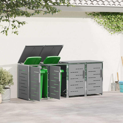 Skraldespand opbevaring for 4 Bins 240L Rustfrit stål Grå