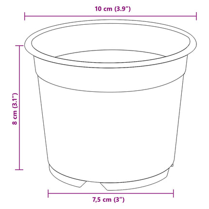 Rund Blomsterpotte 100 pcs Sort Ø 10 x 8 cm Plastik