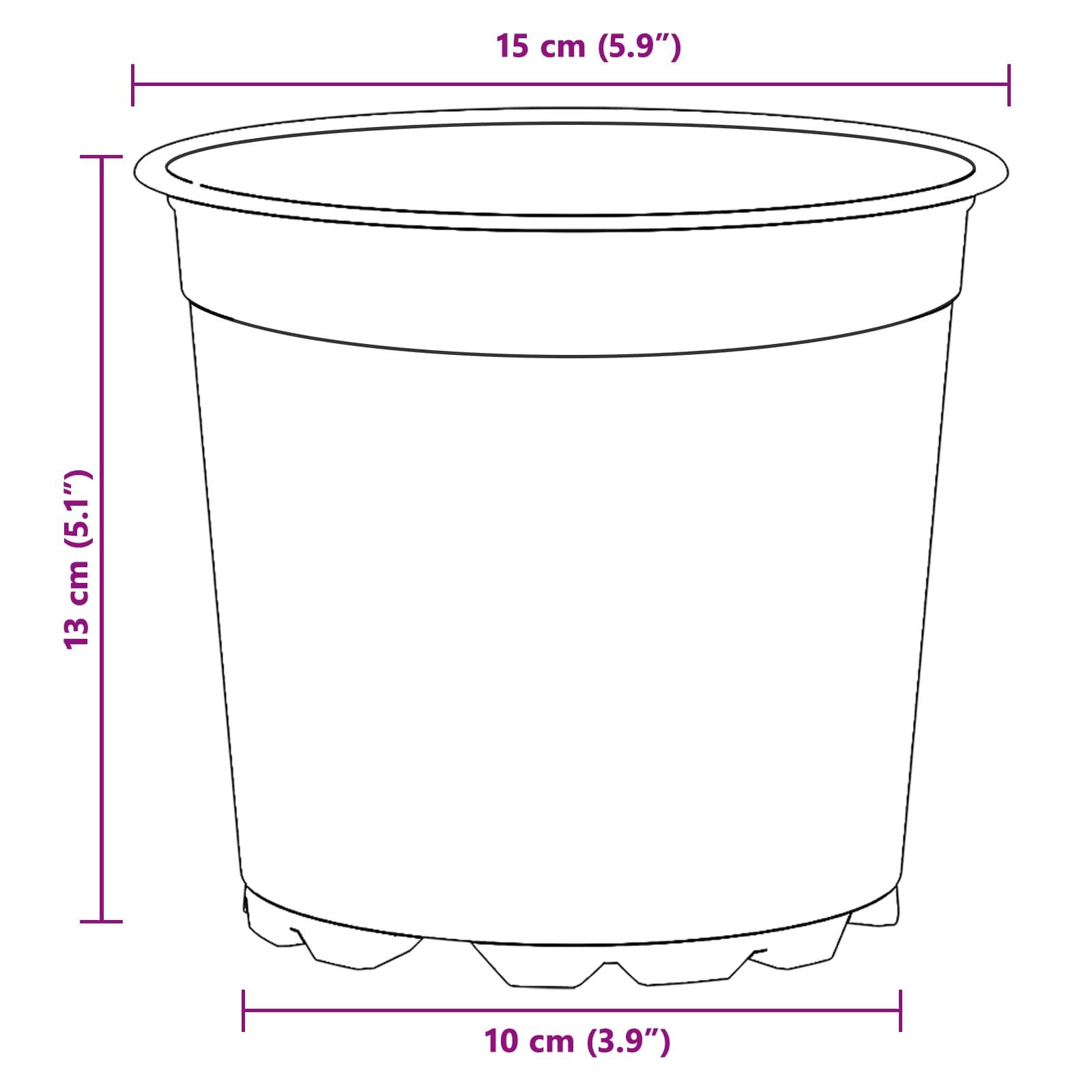 Blomsterpotte 100 pcs Sort Ø 15 x 13 cm Plastik