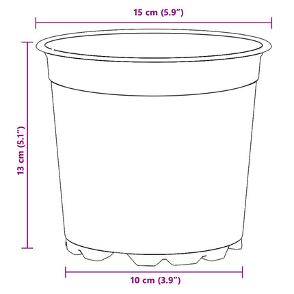 Blomsterpotte 200 pcs Sort Ø 15 x 13 cm Plastik