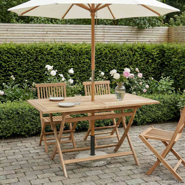 Sammenklappeligt havebord Naturfarvet 120 x 70 x 75,5 cm