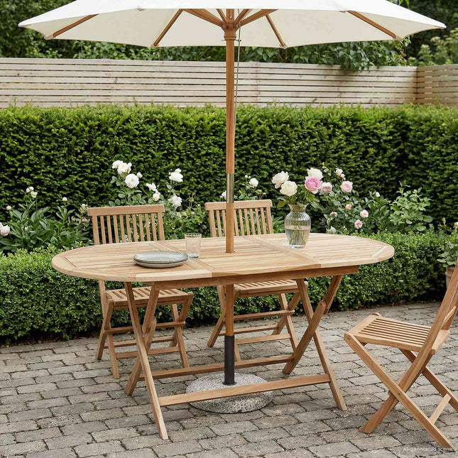 Sammenklappeligt havebord Naturfarvet 160 x 80 x 76 cm