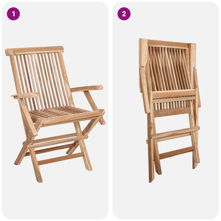 Foldbar Havestol 3 stk. Naturfarvet Massiv Teaktræ