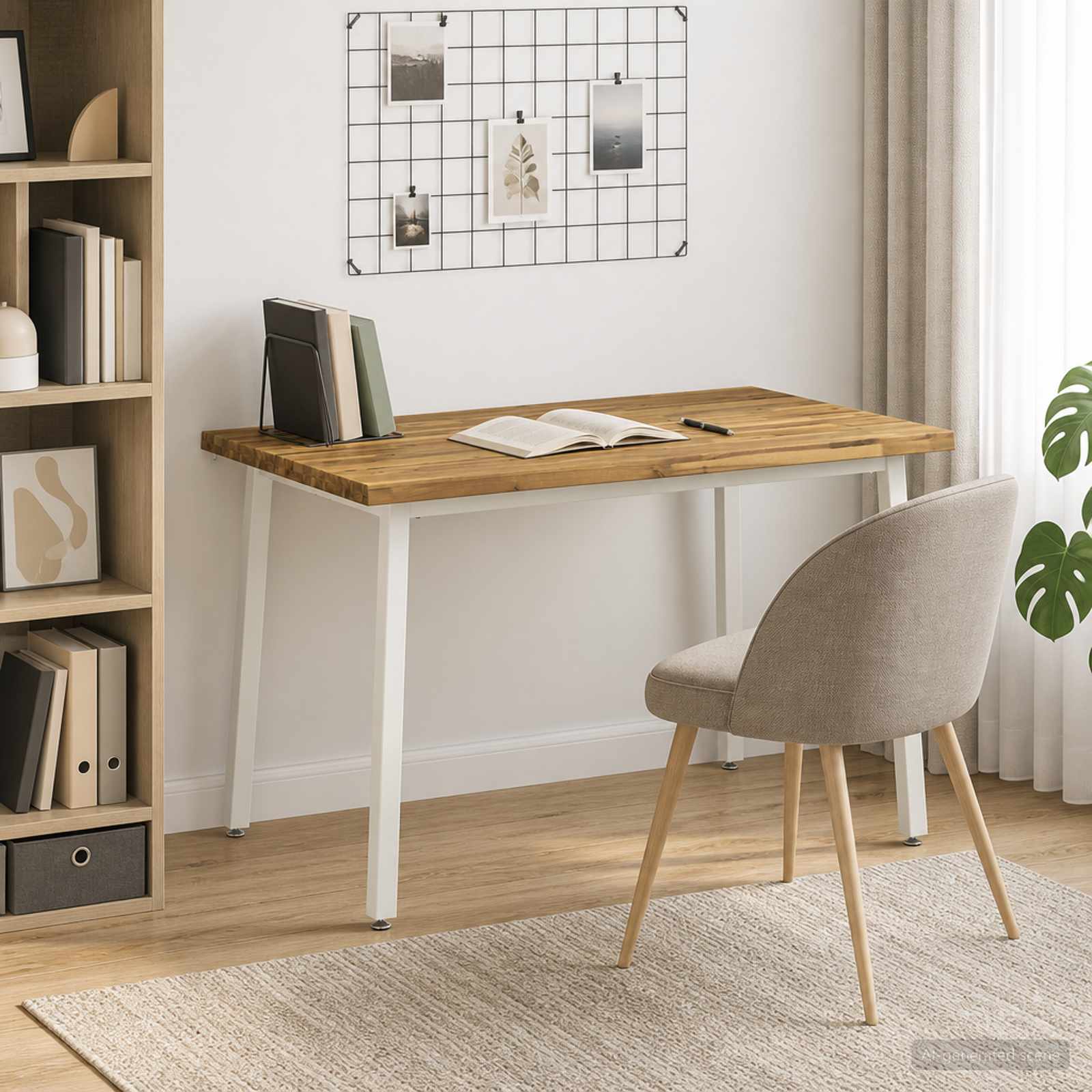 Spisebord i massivt akacietræ 110 x 55 x 75 cm - hvid, rektangulært