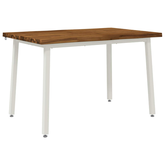 140 x 70 x 75 cm Massivt Akacietræ Natur og hvid Rektangulær