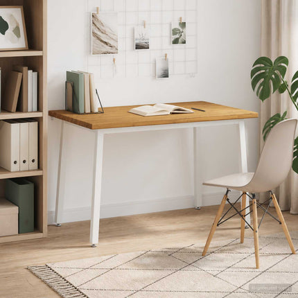120 x 80 x 75 cm Massivt Akacietræ Hvid Rektangulær