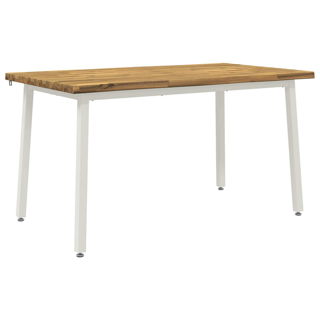 120 x 90 x 75 cm Massivt Akacietræ Hvid Rektangulær
