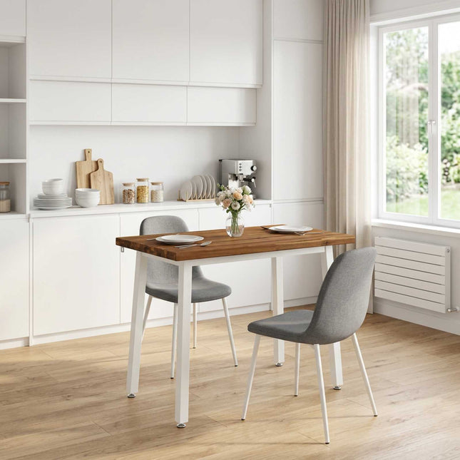 90 x 55 x 75 cm Massivt Akacietræ Natur og hvid Rektangulær