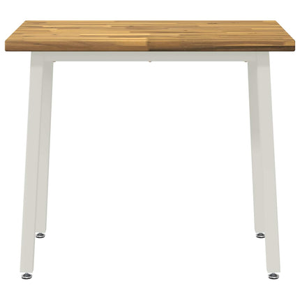 90 x 55 x 75 cm Massivt Akacietræ Hvid Rektangulær
