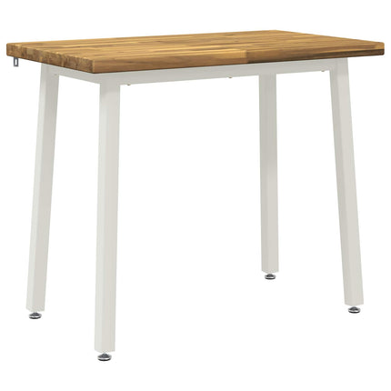110 x 55 x 75 cm Massivt Akacietræ Hvid Rektangulær