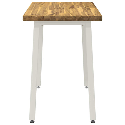 110 x 55 x 75 cm Massivt Akacietræ Hvid Rektangulær