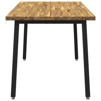140 x 70 x 75 cm Massivt Akacietræ Hvid og sort Rektangulær