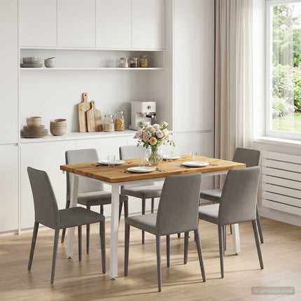 120 x 80 x 75 cm Massivt Akacietræ Hvid Rektangulær