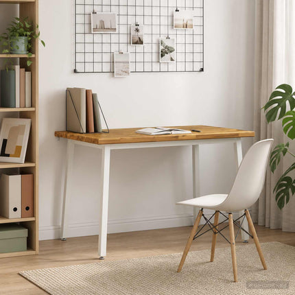 120 x 80 x 75 cm Massivt Akacietræ Hvid Rektangulær