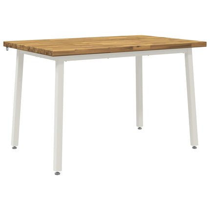 120 x 80 x 75 cm Massivt Akacietræ Hvid Rektangulær