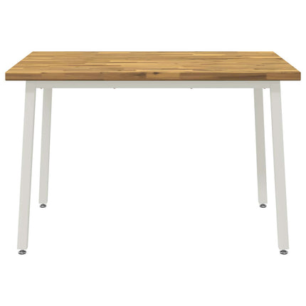 120 x 80 x 75 cm Massivt Akacietræ Hvid Rektangulær