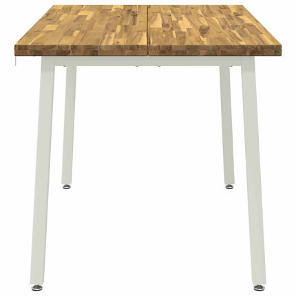120 x 80 x 75 cm Massivt Akacietræ Hvid Rektangulær