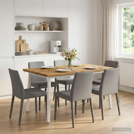 140 x 80 x 75 cm Massivt Akacietræ Hvid Rektangulær