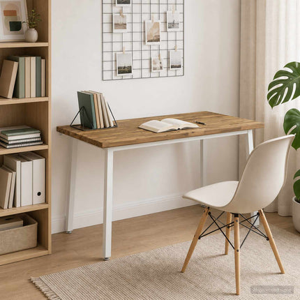 140 x 80 x 75 cm Massivt Akacietræ Hvid Rektangulær