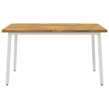 140 x 80 x 75 cm Massivt Akacietræ Hvid Rektangulær
