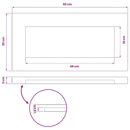 Rektangulært Bordplade 90 x 50 x 3,5 cm Rektangulær Hvid