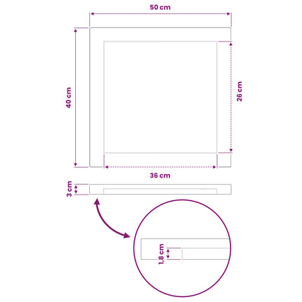 Rektangulært Bordplade 90 x 50 x 3,5 cm Rektangulær Mørk Brun