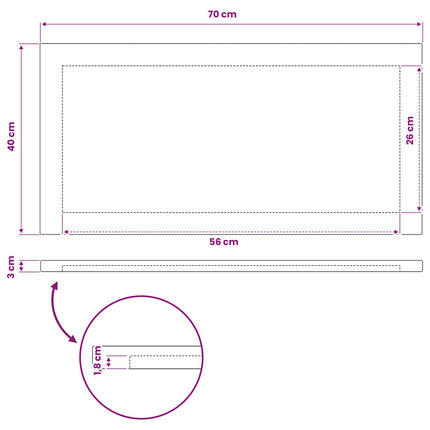 Rektangulært Bordplade 90 x 50 x 3,5 cm Rektangulær Hvid