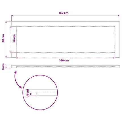 Rektangulært Bordplade 90 x 50 x 3,5 cm Rektangulær Naturfarvet